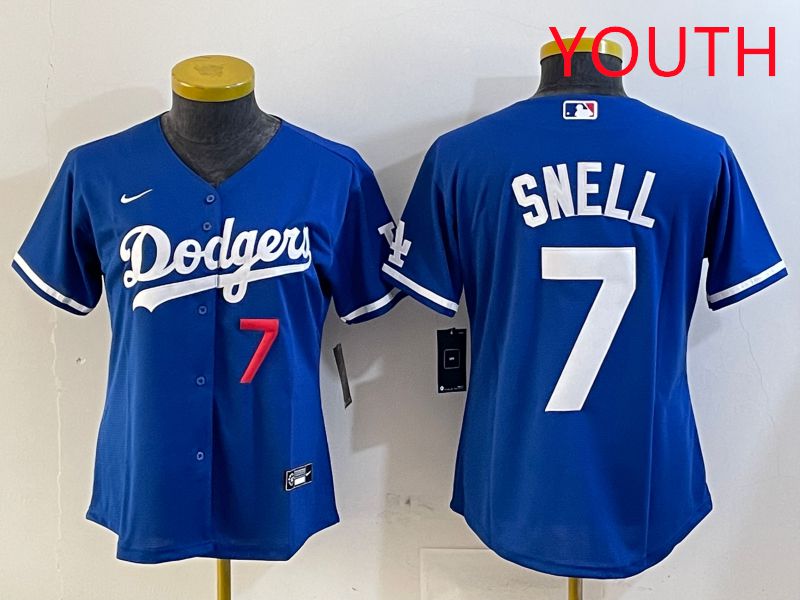 Youth Los Angeles Dodgers 7 Snell Blue Game 2025 Nike MLB Jersey style 8